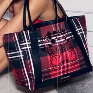 Victoria's Secret Plaid Tote Bag with Black Handles